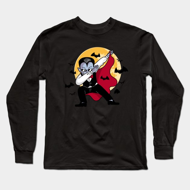 Halloween Dab Funny Dabbing Vampire Long Sleeve T-Shirt by Foxxy Merch